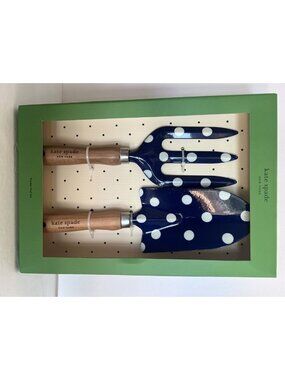 Kate Spade New York Polka Dot Garden Tool Set - 2 Wooden Handle Tools New In Box